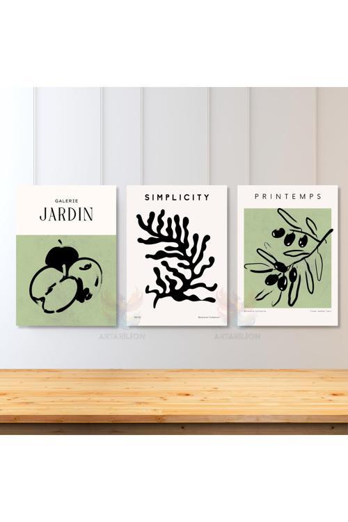 3'lü Set Kanvas Tablo Minimalist Boho Modern Mutfak Tablosu Duvar Tablosu Bohemian Kanvas Tablo