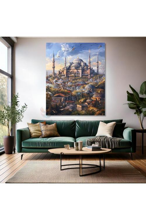 Kanvas Dikey Duvar Tablosu Kanvas Ayasofya Ev Ofis Salon Modern Duvar Tablosu
