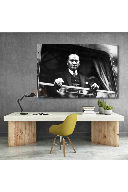 Kanvas Atatürk Tablo Modeli Siyah Beyaz Atatürk Tablosu Kanvas Dekor