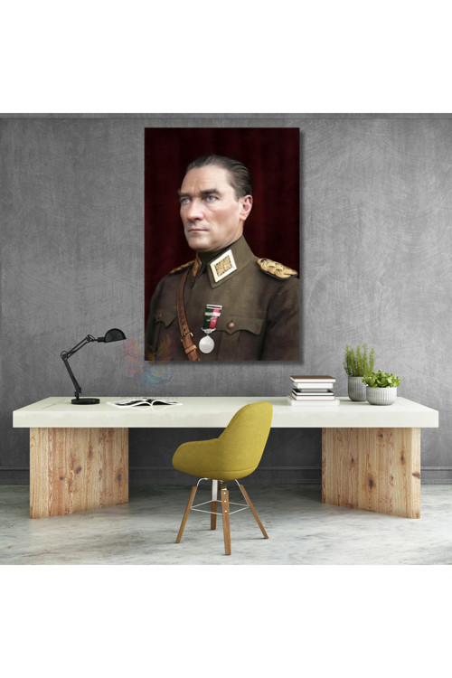 Dikey Kanvas Renkli Atatürk Tablosu Kanvas Ofis Ev Tablosu Duvar Dekoru