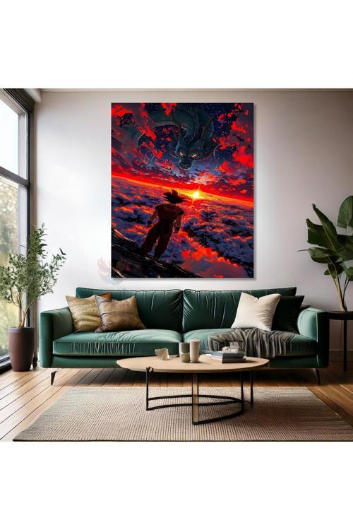 Kanvas Dikey Duvar Tablosu Kanvas Goku Ejderha Anime Tablosu Ev Ofis Salon Modern Duvar Tablosu