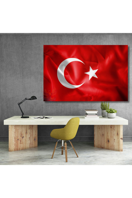 Türk Bayrağı Görseli Kanvas Tablo Ev Ofis Okul Tablosu Ay Yıldız Duvar Tablosu