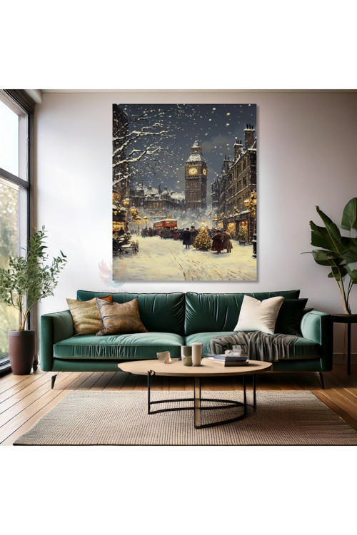 Kanvas Dikey Duvar Tablosu Kanvas Karlı Yeni Yıl Ev Ofis Salon Modern Duvar Tablosu
