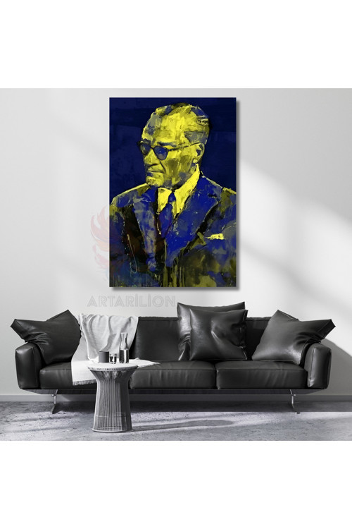 Yağlı Boya Görünümlü Atatürk Portresi Kanvas Dijital Baskı Tablo