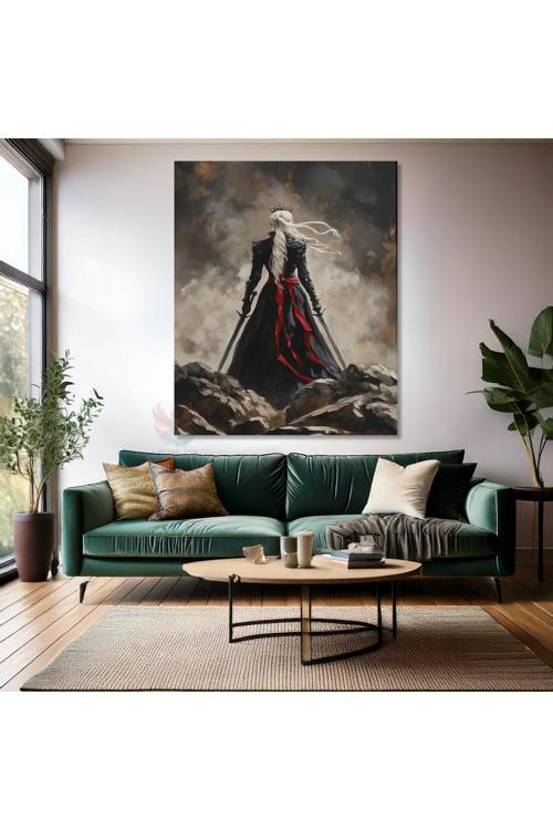 Kanvas Dikey Duvar Tablosu Kanvas Savaşçı Kadın Ev Ofis Salon Modern Duvar Tablosu