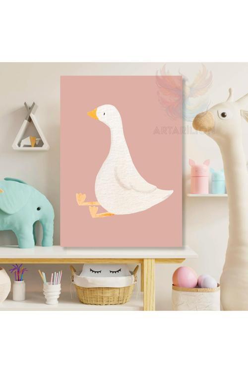 Kanvas Sevimli Kaz Desenli Baskı Tablo Oyun Odası Tablosu Duvar Dekoru