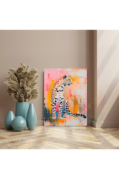 Çita Görseli Kanvas Tablo Renkli Modern Ev Duvar Tablosu