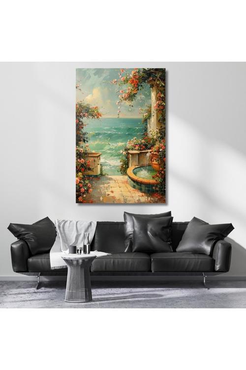 Deniz Manzarası Kanvas Tablo Yağlı Boya Görünümlü Klasik Şık Tablo Modeli