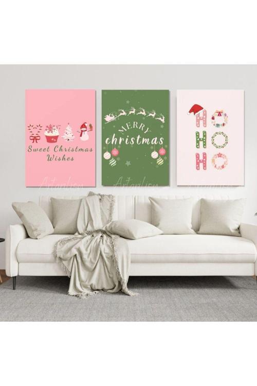 Kanvas Dijital HD Baskı 3'lü Kanvas Tablo Yeni Yıl Duvar Tablosu