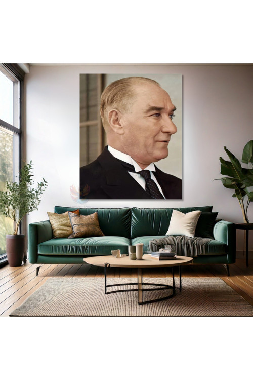 Renkli Atatürk Tablosu Kanvas Dijital Baskı Atatürk Duvar Tablosu