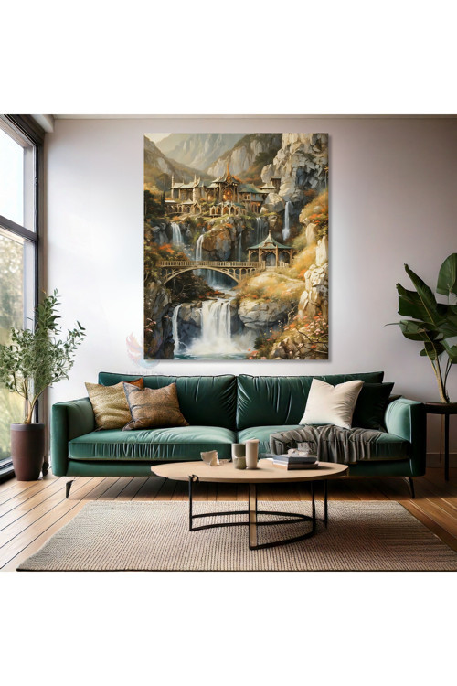 Kanvas Dikey Duvar Tablosu Kanvas Rivendell LOTR Tablo Ev Ofis Salon Modern Duvar Tablosu