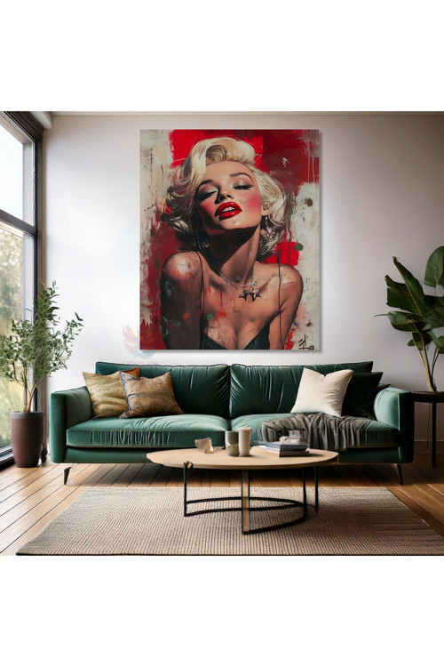 Kırmızı Beyaz Duvar Tablosu Marilyn Monroe Kanvas Tablo Dijital Baskı Ofis Ev Tablosu