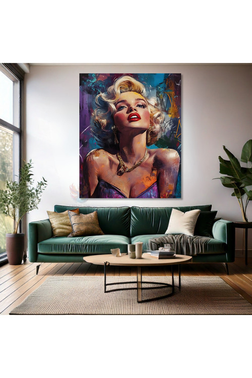 Marilyn Monroe Özel Tasarım Kanvas Tablo Modern Renkli Salon Dekoru
