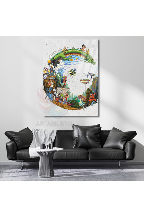 Cam Anime Temalı Tablo HD Dijital Baskı Cam Tablo Oyun Odası Tablosu