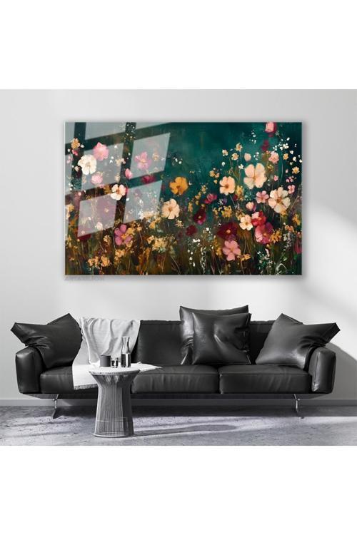 Cam Yatay Duvar Tablosu Cam Cicek Bahcesi44 Ev Ofis Salon Modern Duvar Tablosu