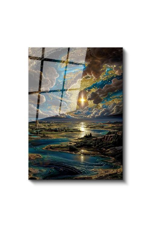 Cam Dikey Duvar Tablosu Cam Fantastik Gökyüzü Ev Ofis Salon Modern Duvar Tablosu