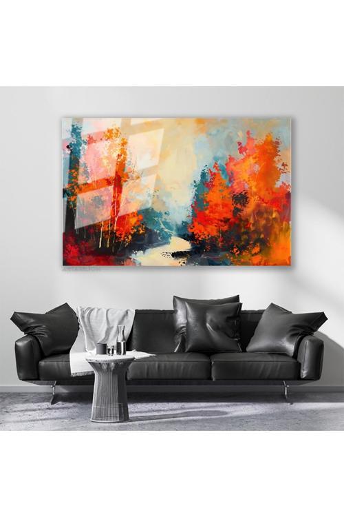 Cam Yatay Duvar Tablosu Cam Doganin Renkleri Ev Ofis Salon Modern Duvar Tablosu