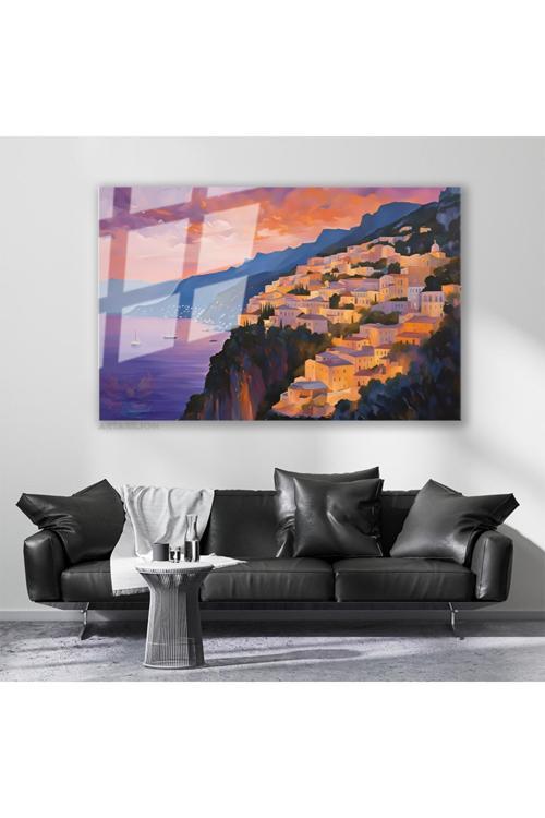 Cam Yatay Duvar Tablosu Cam Avrupa Sehir Manzarasi2 Ev Ofis Salon Modern Duvar Tablosu