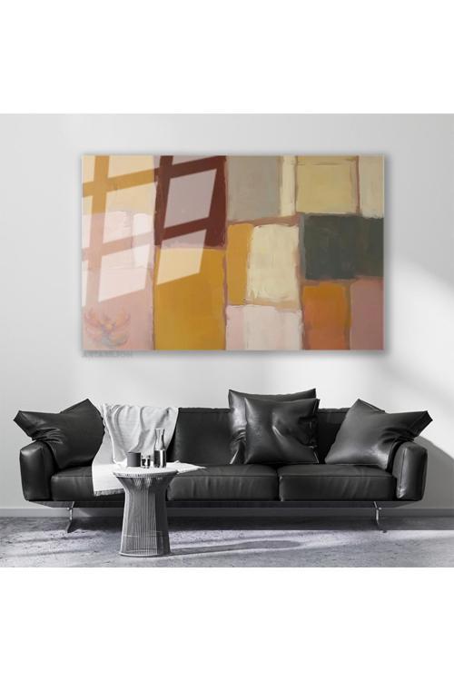 Cam Yatay Duvar Tablosu Cam Geometrik Sekiller7 Ev Ofis Salon Modern Duvar Tablosu