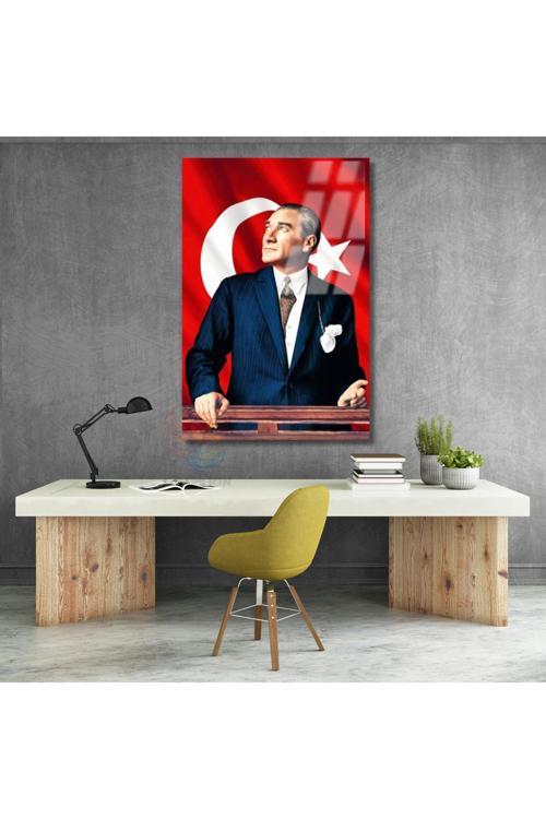 Atatürk ve Bayrak Cam Tablo Modeli Sınıf Tablosu Okul Ev Ofis Tablosu