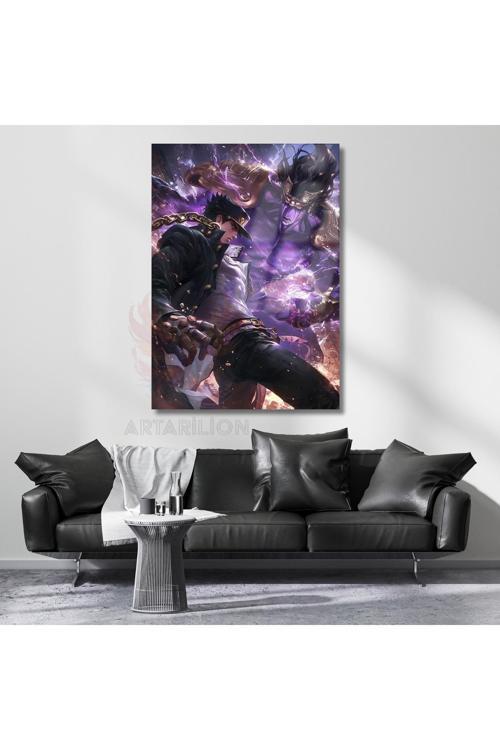 Cam Anime Tablosu Jojo Jotaro Temalı Dijital Baskı Cam Tablo Oyuncu Odası Tablosu