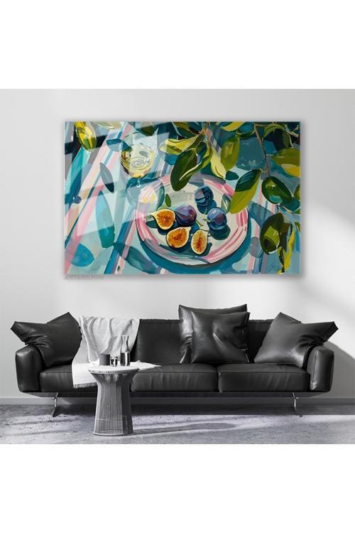 Cam Yatay Duvar Tablosu Cam Incir Tabagi Ev Ofis Salon Modern Duvar Tablosu