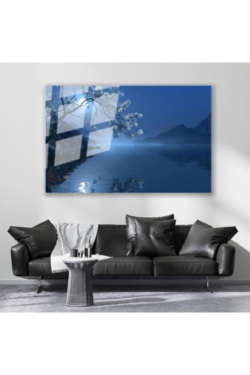 Cam Yatay Duvar Tablosu Cam Gece Doga Manzarasi Ev Ofis Salon Modern Duvar Tablosu