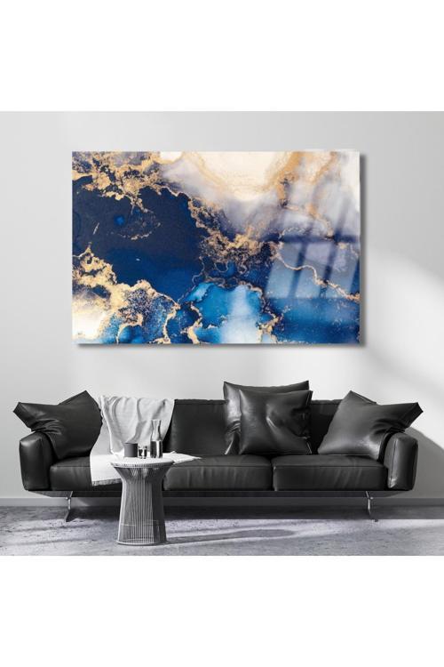 Kırılmaz Cam Salon Tablosu Mermer Desenli Tablo Şık Modern Ev Dekoru