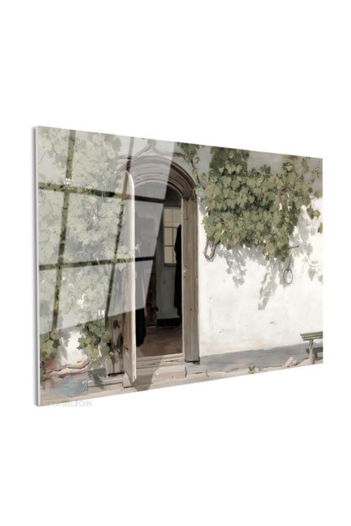 Cam Yatay Duvar Tablosu Cam Koy Evi Ev Ofis Salon Modern Duvar Tablosu