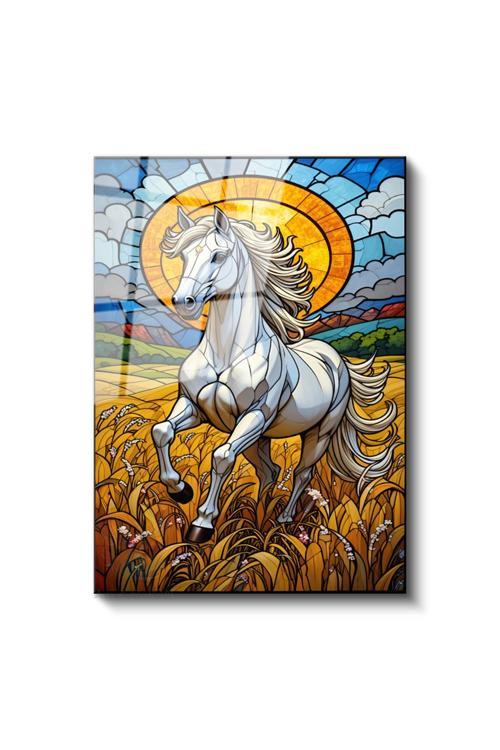 Cam Dikey Duvar Tablosu Cam Mozaik At Ev Ofis Salon Modern Duvar Tablosu