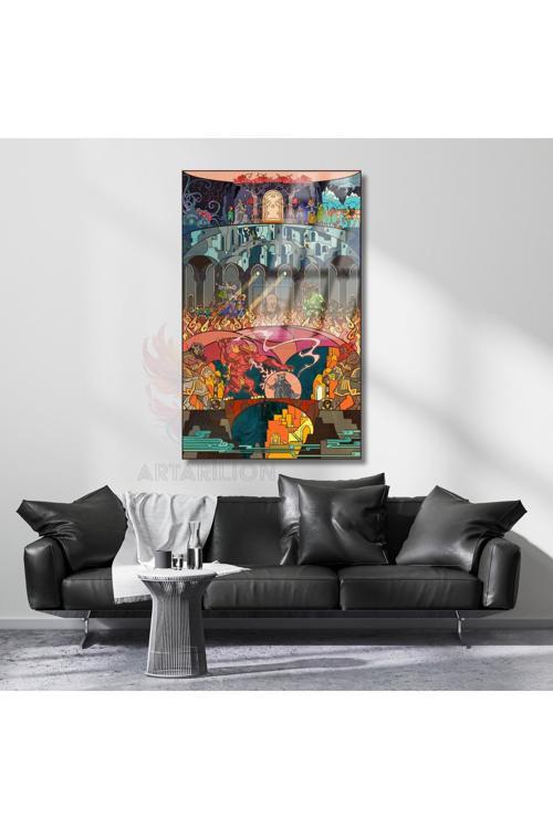 Cam Tablo Yüzüklerin Efendisi Mozaik Görünümlü Tasarım Dijital Baskı Cam Tablo