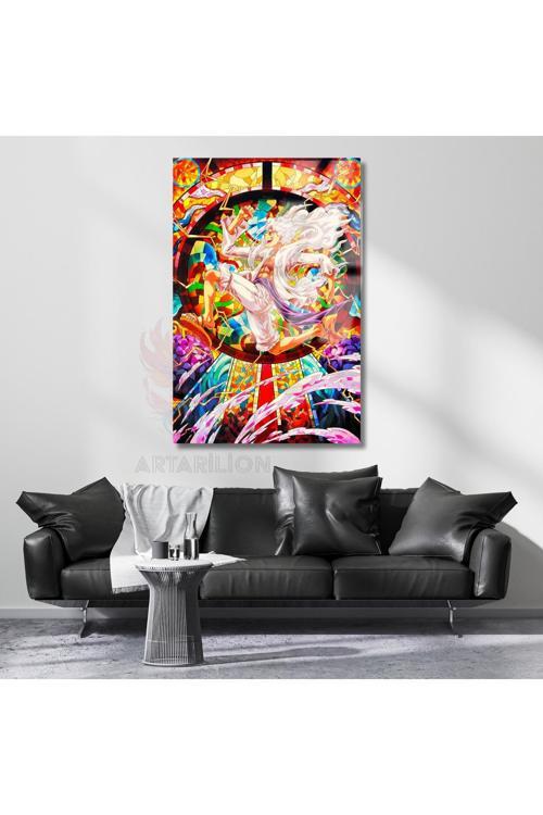 Cam Anime Tablosu Luffy One Piece Temalı Dijital Baskı Cam Tablo Oyuncu Odası Tablosu