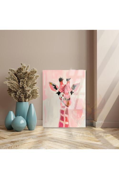 Kırılmaz Cam Tablo Pembe Sevimli Zürafa Modern Tablo Ev Dekoru Kırılmaz Cam Tablo