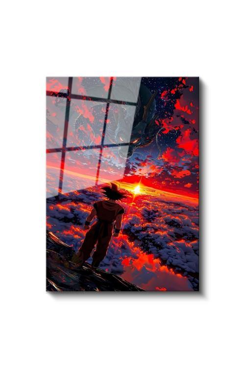 Cam Dikey Duvar Tablosu Cam Goku Ejderha Anime Tablosu Ev Ofis Salon Modern Duvar Tablosu