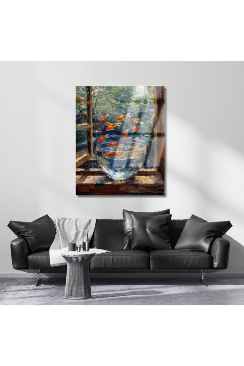 Kırılmaz Cam Tablo Japon Balıkları Duvar Tablosu Hd Baskı Kırılmaz Cam Tablo