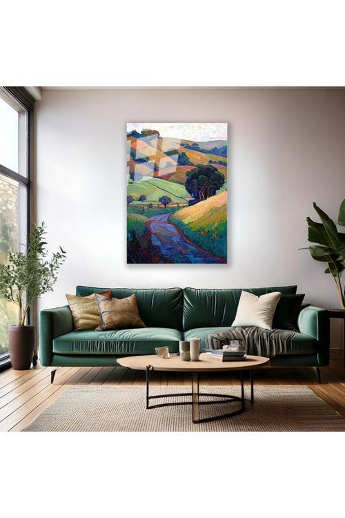 Cam Tablo Djital Baskı Salon Duvar Tablosu Manzara Tablosu