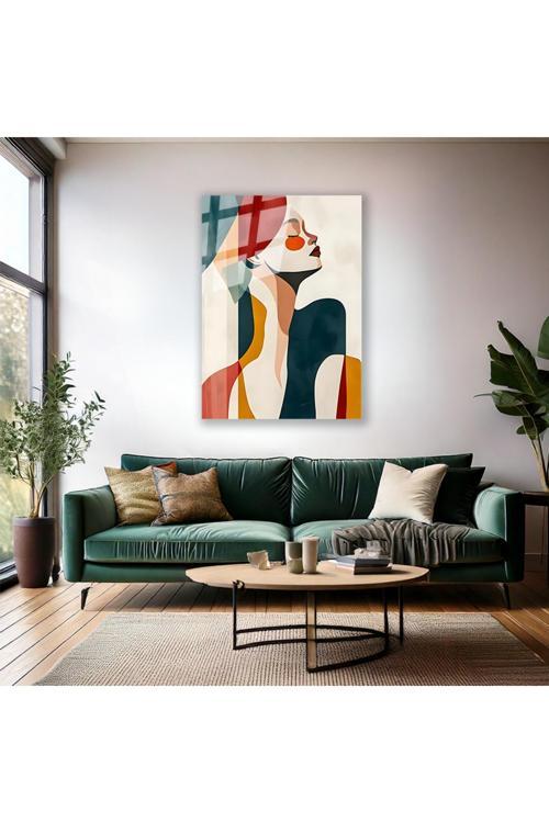 Soyut Çizim Kadın Resmi Cam Tablo Duvar Tablosu Modern Ev Dekoru Cam Salon Tablosu