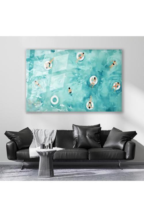 Cam Yatay Duvar Tablosu Cam Soyut Yuzen Insanlar Ev Ofis Salon Modern Duvar Tablosu