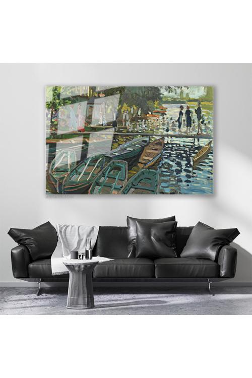 Cam Yatay Duvar Tablosu Cam Soyut Kiyi Manzarasi2 Ev Ofis Salon Modern Duvar Tablosu