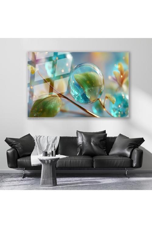 Cam Yatay Duvar Tablosu Cam Su Damlalari Ev Ofis Salon Modern Duvar Tablosu