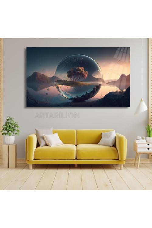 Su Damlası Ağaç Manzarası Soyut Kırılmaz Cam Tablo Yeni Ev Hediyesi Manzara Tablosu