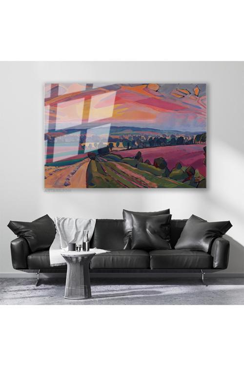 Cam Yatay Duvar Tablosu Cam Soyut Manzara4 Ev Ofis Salon Modern Duvar Tablosu