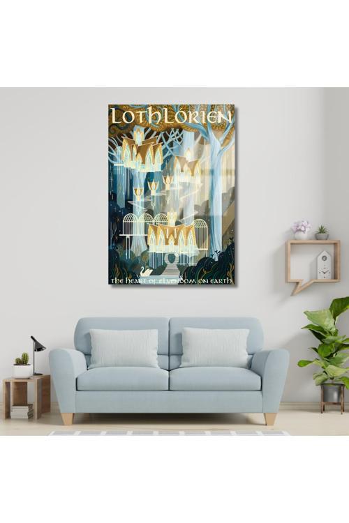 Yüzüklerin Efendisi Cam Loth-Lorien Dijital Baskı Kırılmaz Cam Tablo LOTR Cam Tablo