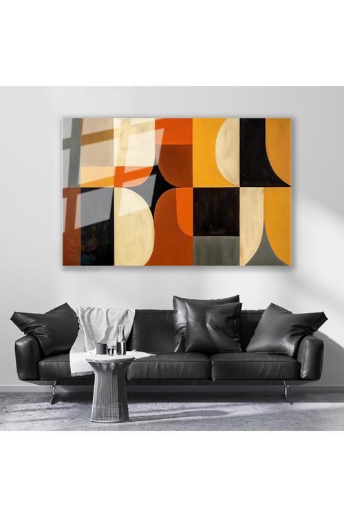 Cam Yatay Duvar Tablosu Cam Geometrik Sekiller3 Ev Ofis Salon Modern Duvar Tablosu