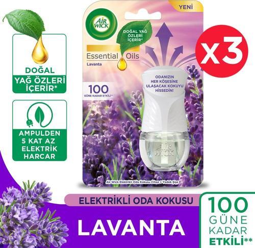 Elektrikli Oda Kokusu Kit Lavanta - Cihaz Yedek Şişe X 3 - Esansiyel Yağlar Içerir*
