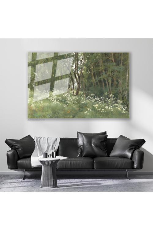 Cam Yatay Duvar Tablosu Cam Yesil Doga Manzarasi Ev Ofis Salon Modern Duvar Tablosu