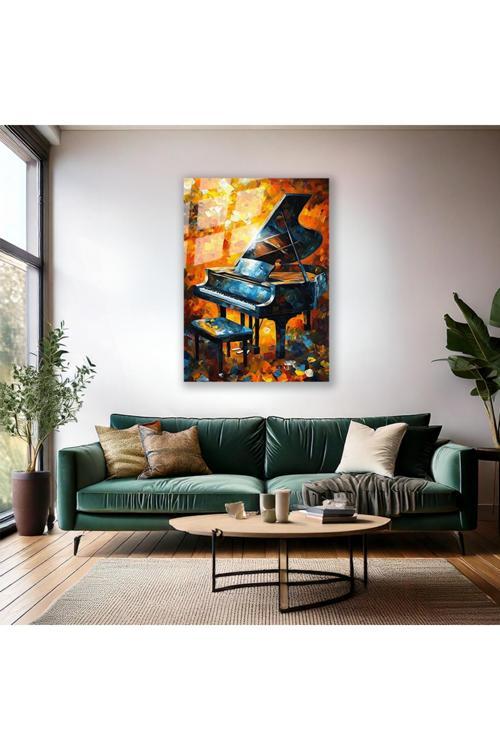 Cam Duvar Tablosu Piyano ve Işıltı Cam Baskı Tablo Ev Hediyesi Modern Tasarım Salon Tablosu