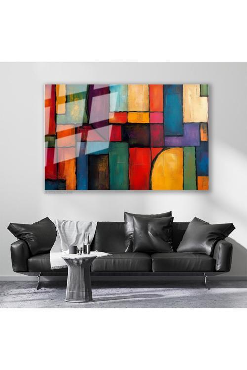 Cam Yatay Duvar Tablosu Cam Soyut Geometrik Sanat2 Ev Ofis Salon Modern Duvar Tablosu