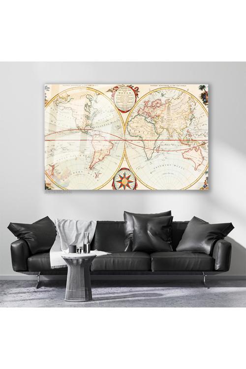 Cam Yatay Duvar Tablosu Cam Yeni Dunya Haritasi Ev Ofis Salon Modern Duvar Tablosu