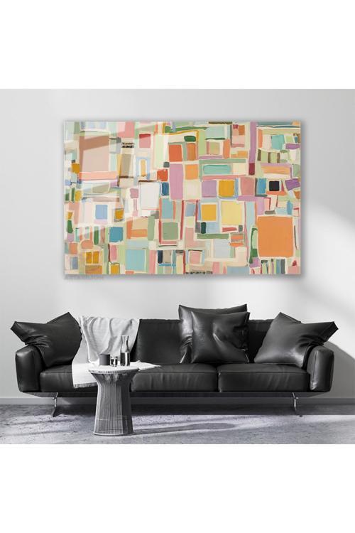 Cam Yatay Duvar Tablosu Cam Soyut Geometrik Sanat7 Ev Ofis Salon Modern Duvar Tablosu